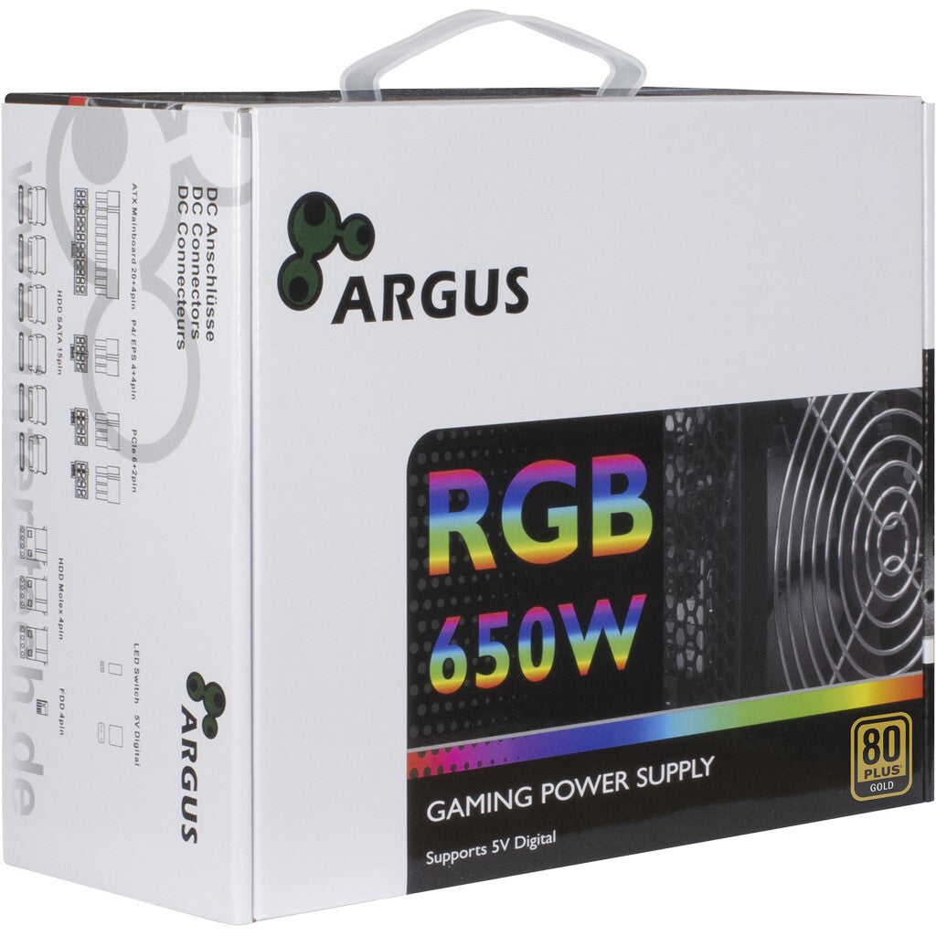 Inter-Tech Argus RGB-650W CM II strömförsörjningsenheter 20+4 pin ATX ATX Svart