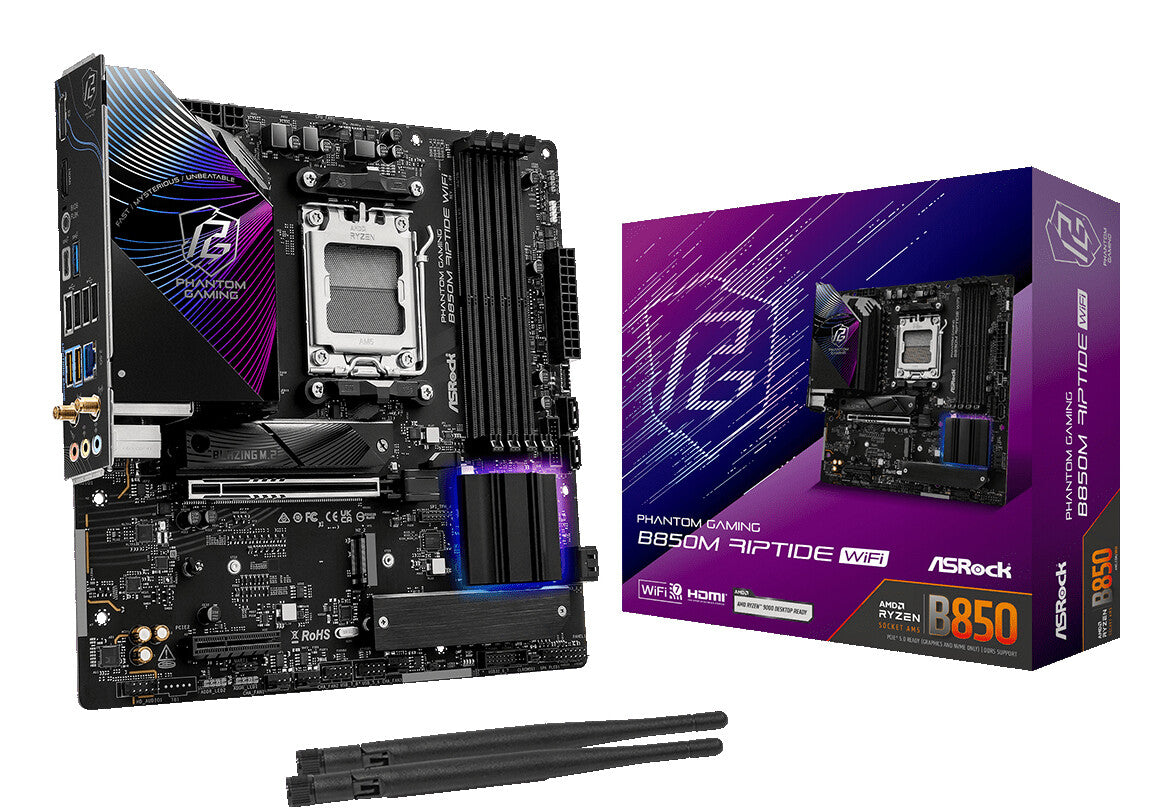 Asrock Phantom Gaming B850M Riptide WiFi AMD B850 AM5-sockel micro ATX