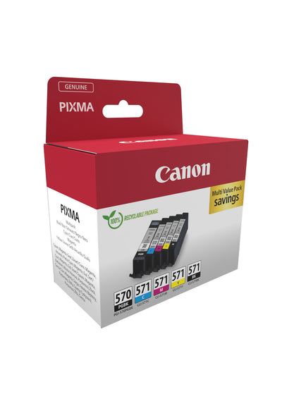 Canon 0372C006 bläckpatroner 5 styck Original Svart, Cyan, Magenta, Gul