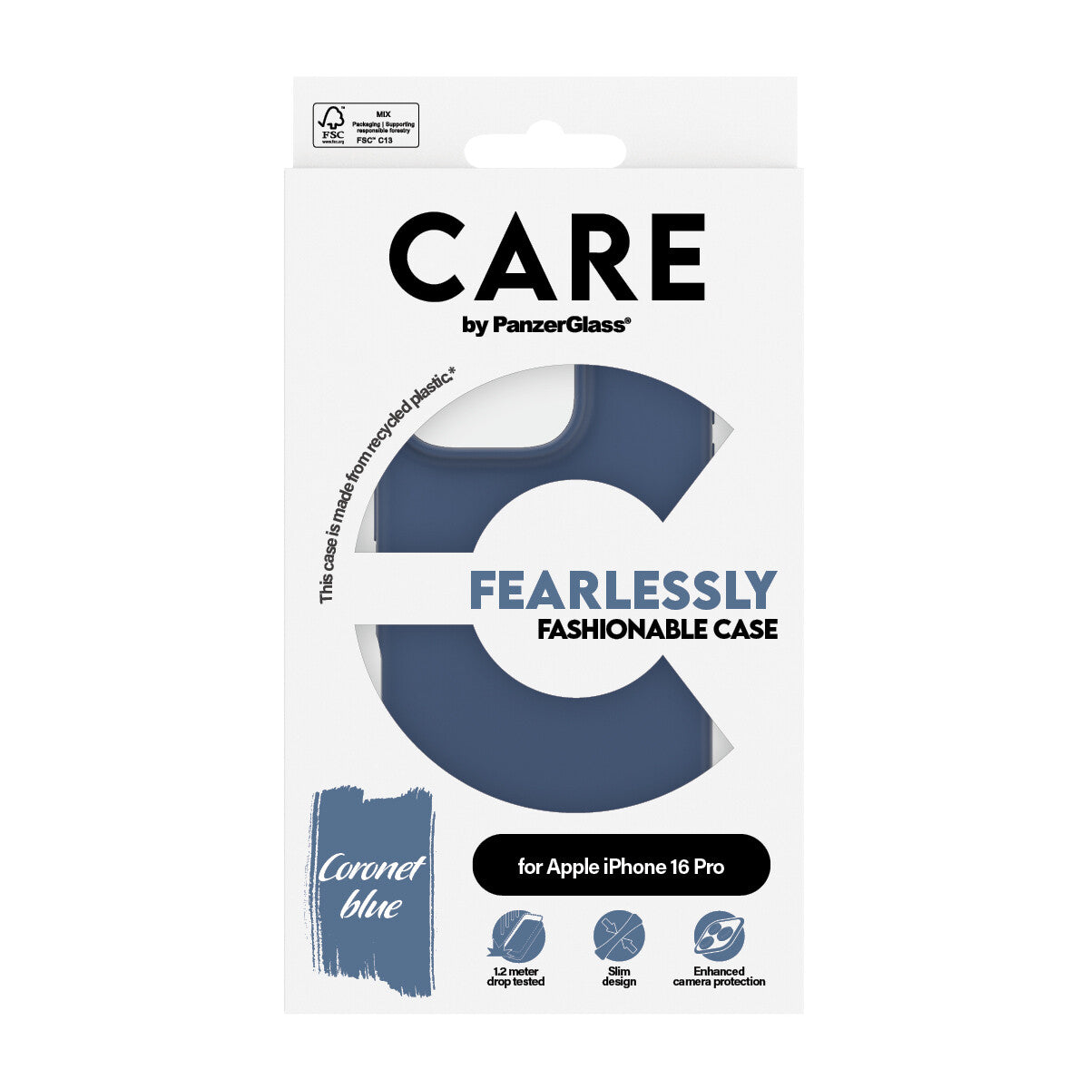 PanzerGlass CARE by PG Blue iPhone16 6.3 Pro mobiltelefonfodral Omslag Transparent
