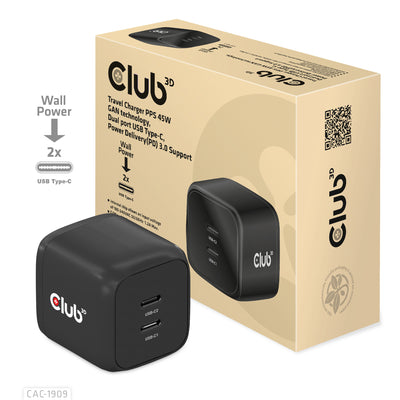 CLUB3D CAC-1909EU mobilladdare Mobiltelefon, Bärbar dator, Smartphone Svart AC inomhus