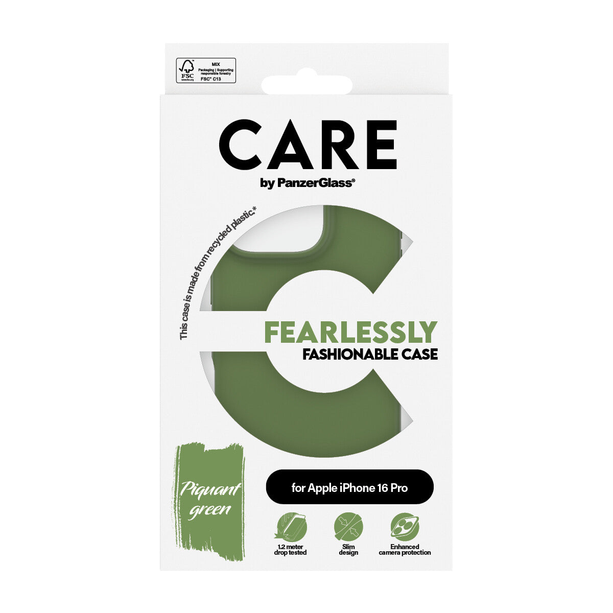 PanzerGlass CARE by PG Green iPhone16 6.3 Pro mobiltelefonfodral Omslag Transparent