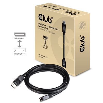 CLUB3D CAC-1022 videokabeladapter 2 m Displayport 1.4 Svart