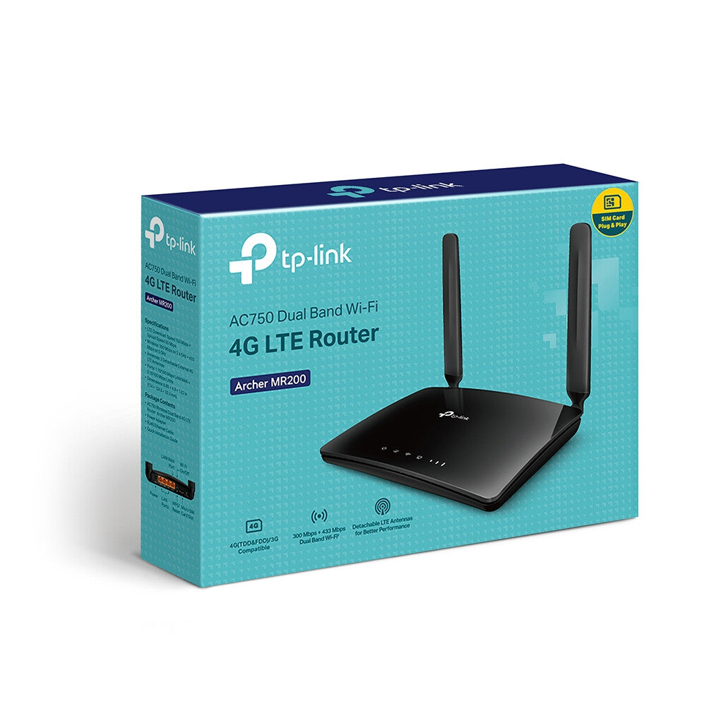 TP-Link Archer MR200 trådlös router Snabb Ethernet Dual-band (2,4 GHz / 5 GHz) 4G Svart