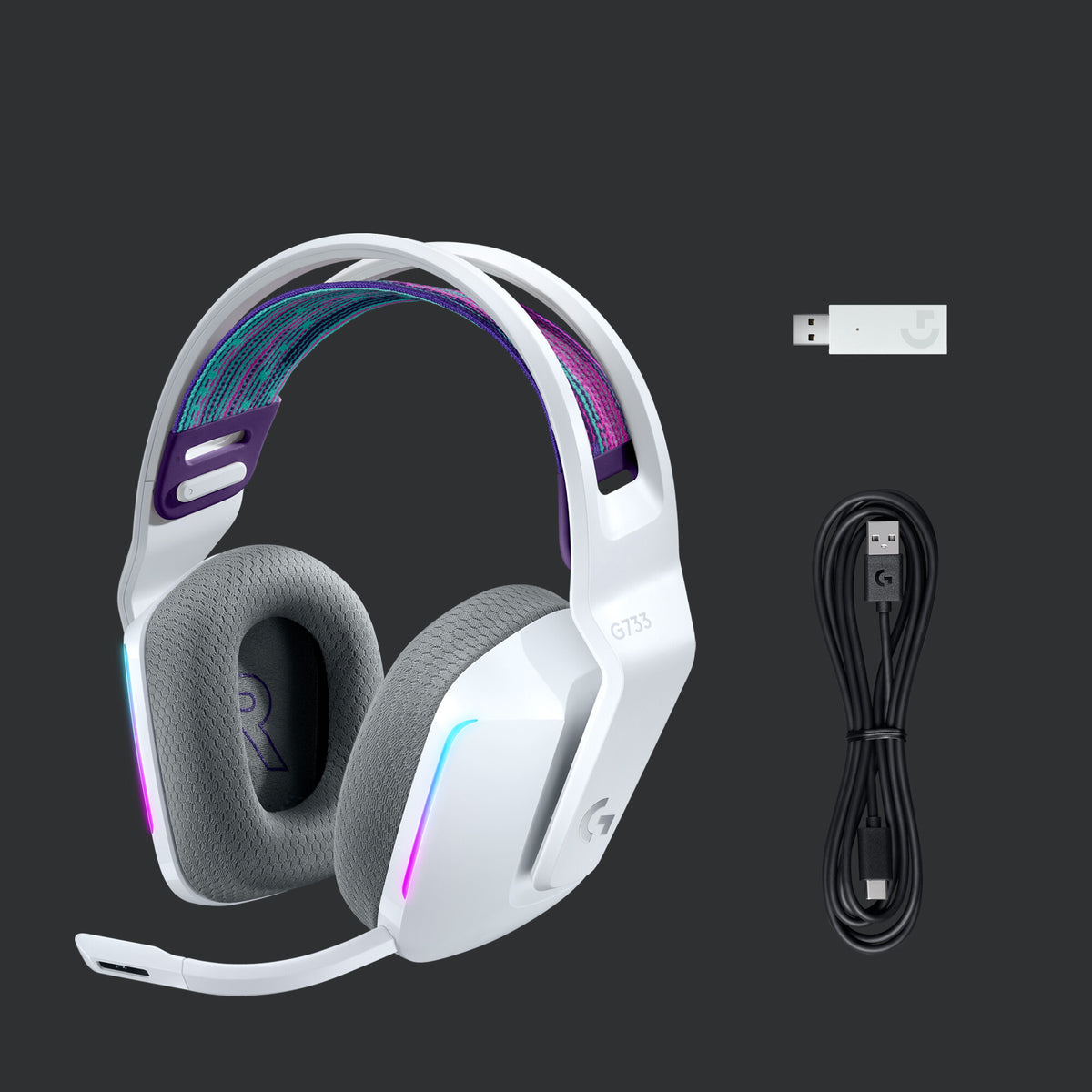 Logitech G G733 Headset Trådlös Huvudband Spela Vit