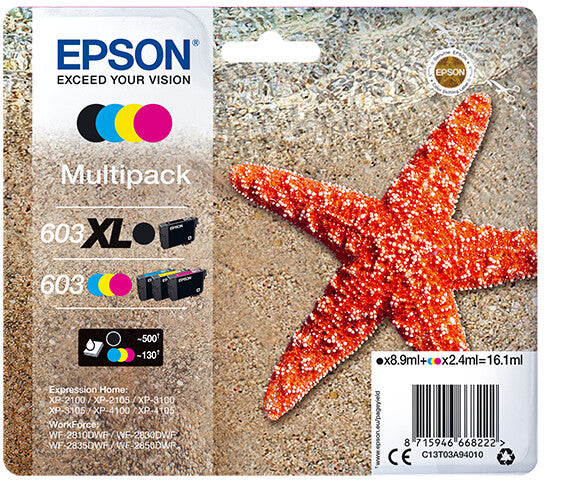 Epson 603 XL bläckpatroner 1 styck Original Hög (XL) avkastning Svart, Cyan, Magenta, Gul