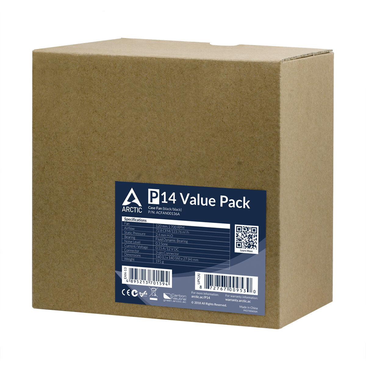 ARCTIC P14 Value Pack Datorväska Fan 14 cm Svart