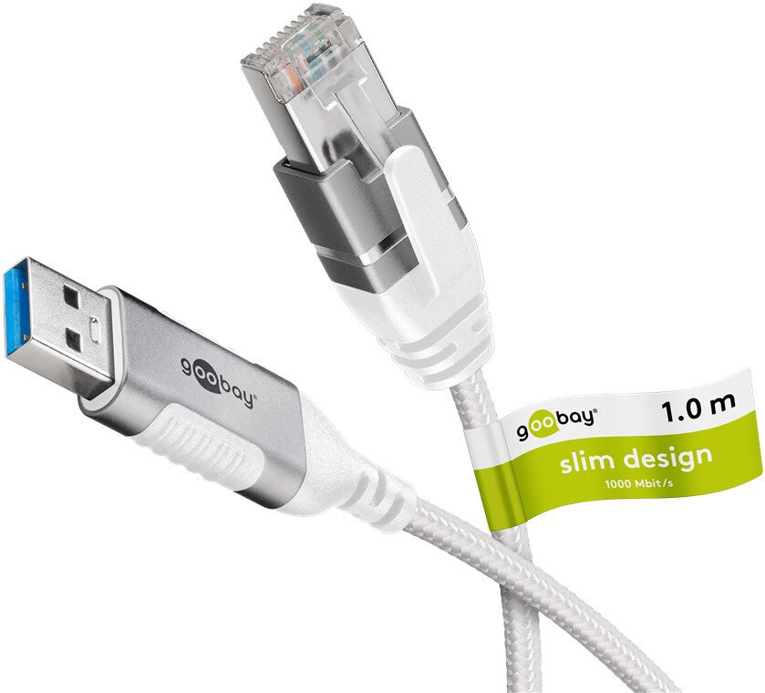Goobay 74377 kabelomvandlare (hane/hona) USB 3.0 type A RJ45 Vit