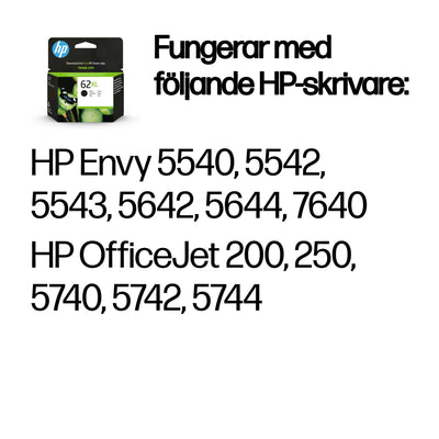 HP 62XL svart original bläckpatron med hög kapacitet