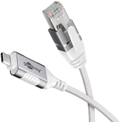 Goobay 74387 kabelomvandlare (hane/hona) USB 3.1 type A RJ45 Vit
