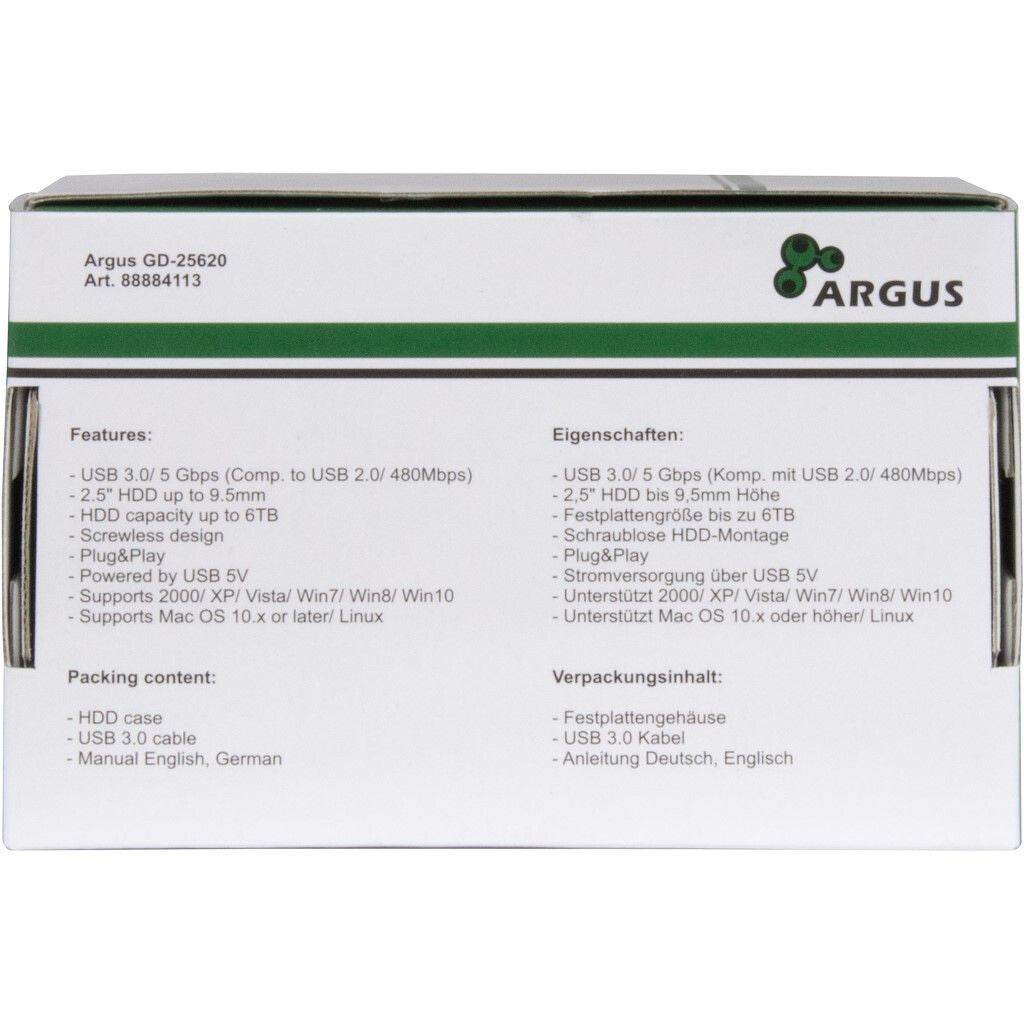 Inter-Tech HD-25620 HDD-hölje Svart, Vit 2.5"