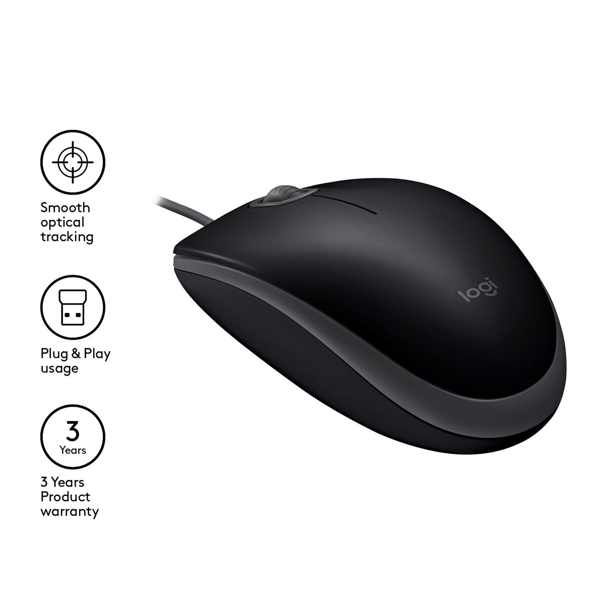 Logitech B110 Silent datormöss Kontor Ambidextrous USB Type-A Optisk 1000 DPI