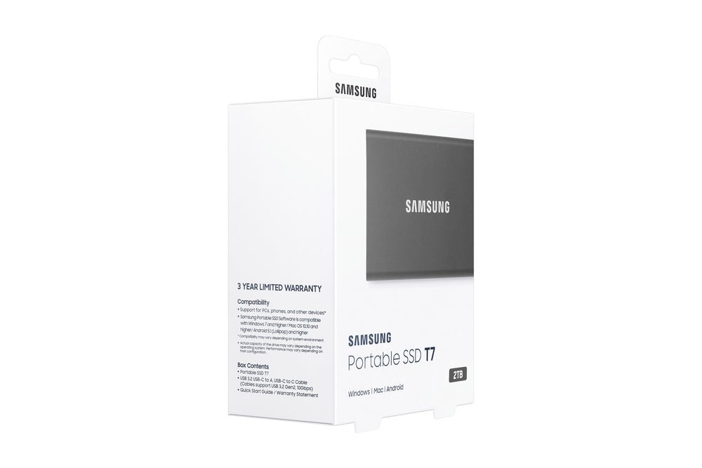 Samsung Portable SSD T7 2 TB USB Type-C 3.2 Gen 2 (3.1 Gen 2) Grå