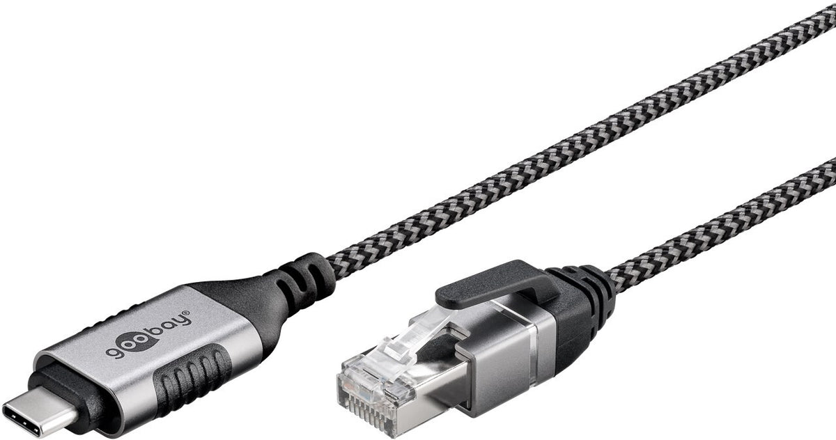 Goobay 74406 kabelomvandlare (hane/hona) USB 3.1 type A RJ45 Svart, Silver