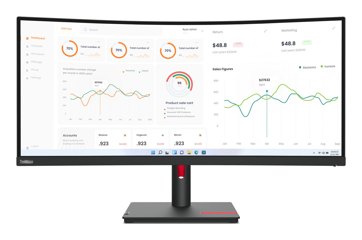 Lenovo ThinkVision T34w-30 LED display 86,4 cm (34") 3440 x 1440 pixlar Wide Quad HD Svart