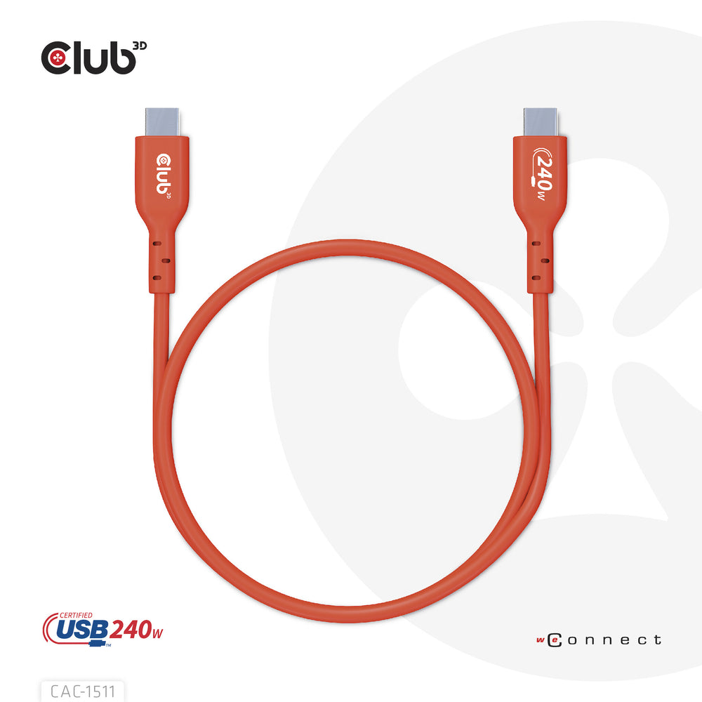 CLUB3D CAC-1515 USB-kablar 4 m USB 2.0 USB C Orange, Röd