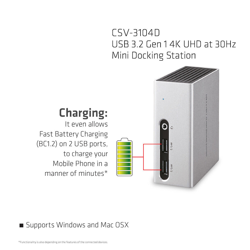 CLUB3D SenseVision USB 3.0 4K UHD Mini Docking Station
