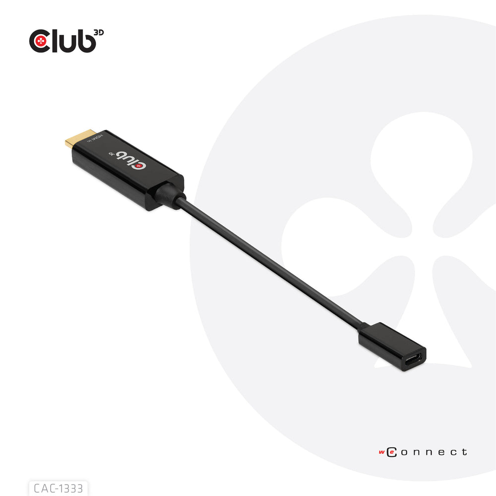 CLUB3D CAC-1333 videokabeladapter 0,22 m HDMI Typ A (standard) USB Type-C Svart