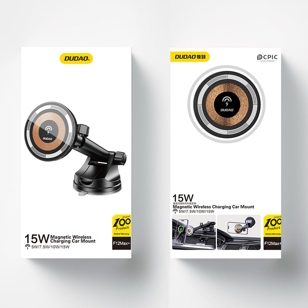 DUDAO F12MAX+ 15W Wireless Charger and Car holder Passiv hållare Mobiltelefon / smartphone Svart