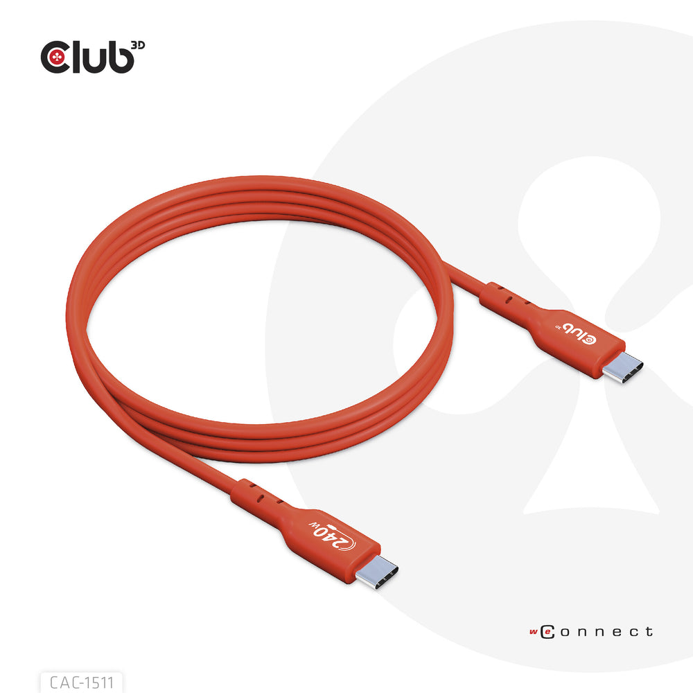 CLUB3D CAC-1515 USB-kablar 4 m USB 2.0 USB C Orange, Röd