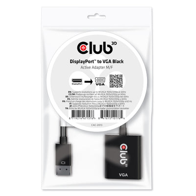 CLUB3D CAC-2013 videokabeladapter 0,228 m Displayport VGA Svart