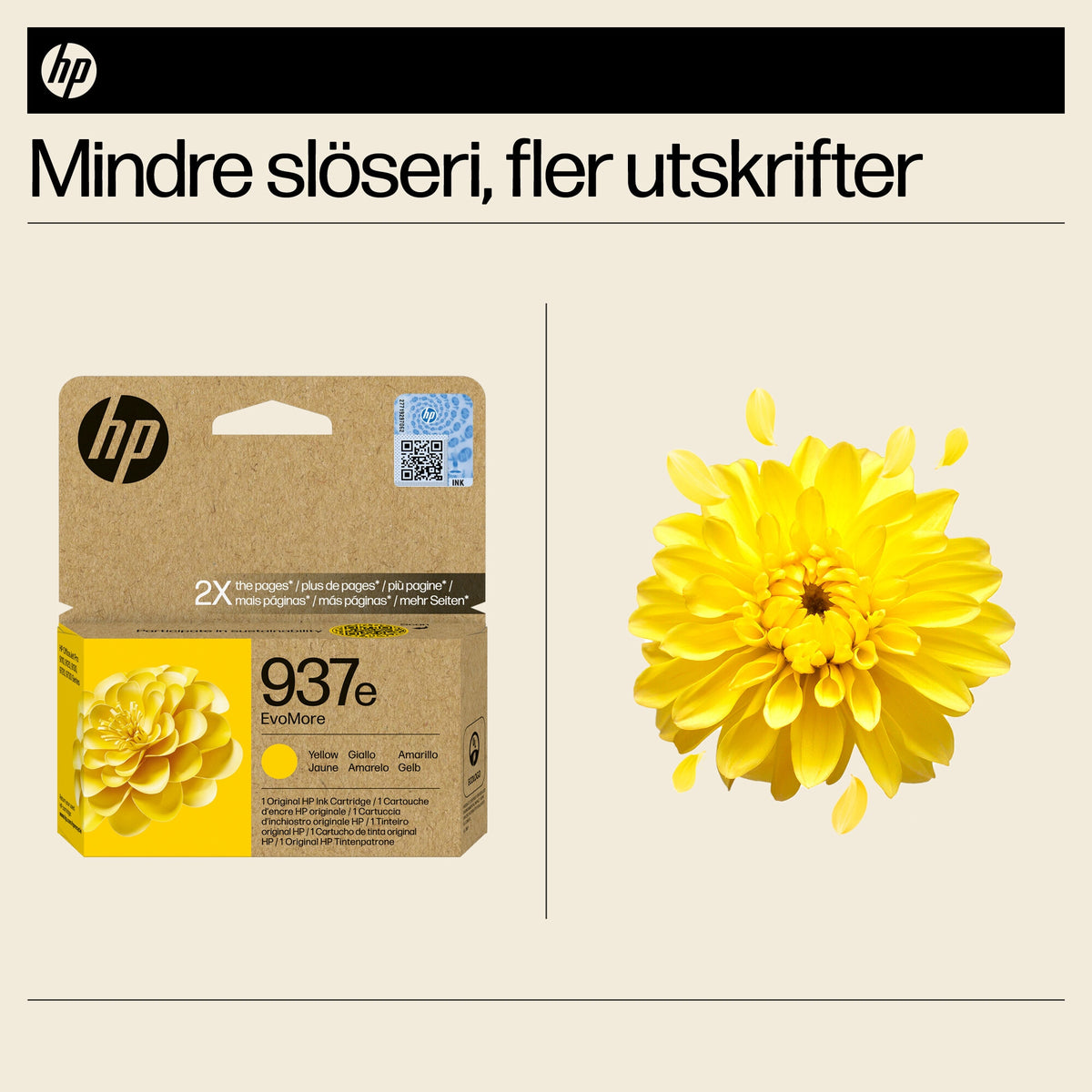 HP 937e EvoMore gul originalbläckpatron