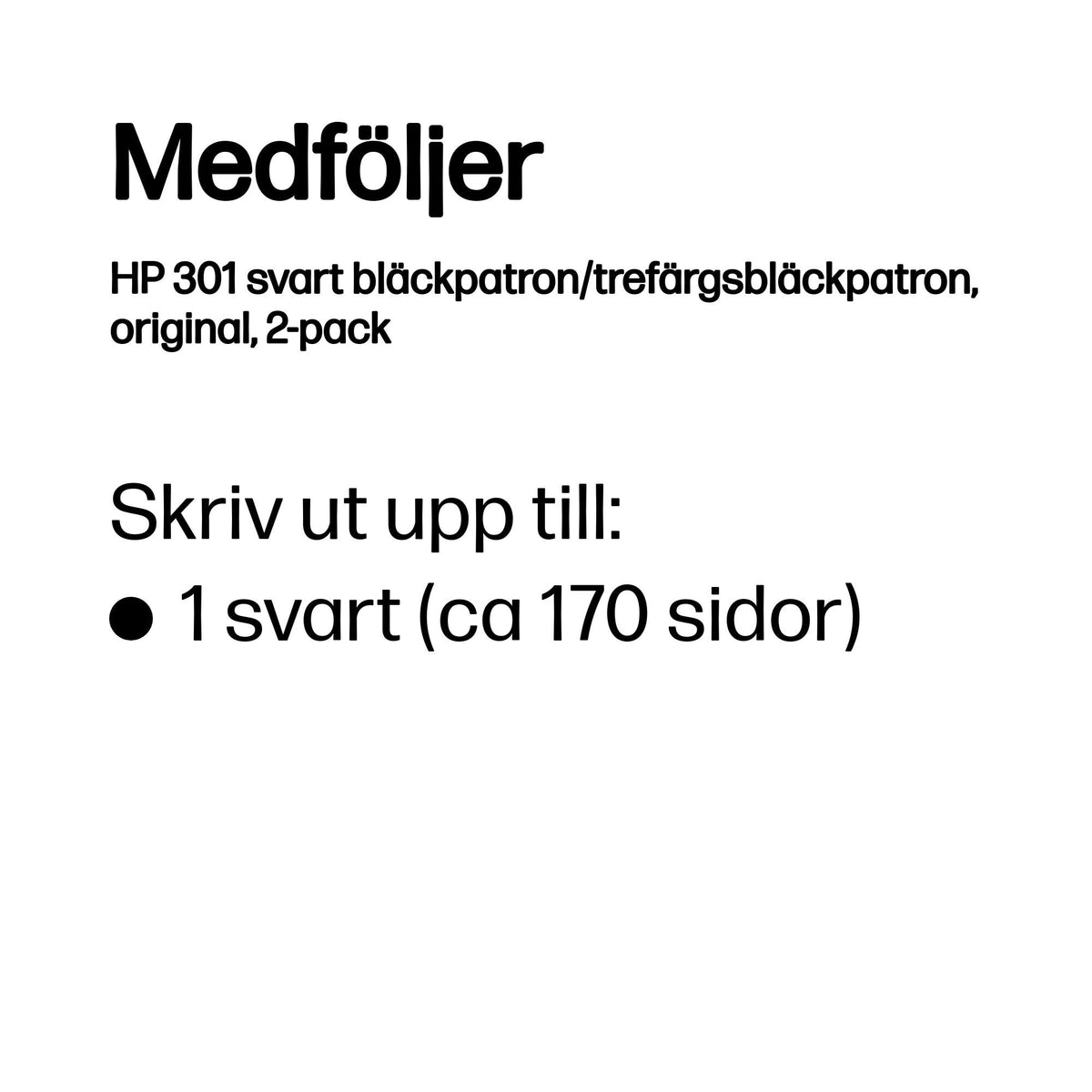 HP 301 svart bläckpatron/trefärgsbläckpatron, original, 2-pack