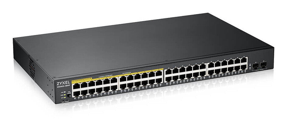 Zyxel GS1900-48HPv2 hanterad L2 Gigabit Ethernet (10/100/1000) Strömförsörjning via Ethernet (PoE) stöd Svart
