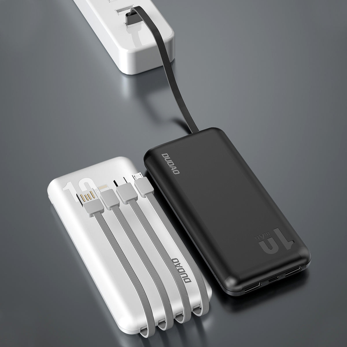 DUDAO K6Pro Universal 10000mAh Power Bank with USB Cable Type C Lightning white Vit