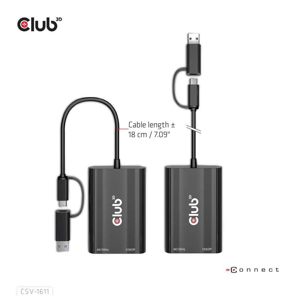 CLUB3D CSV-1611 USB-grafikadapter 3840 x 2160 pixlar Svart