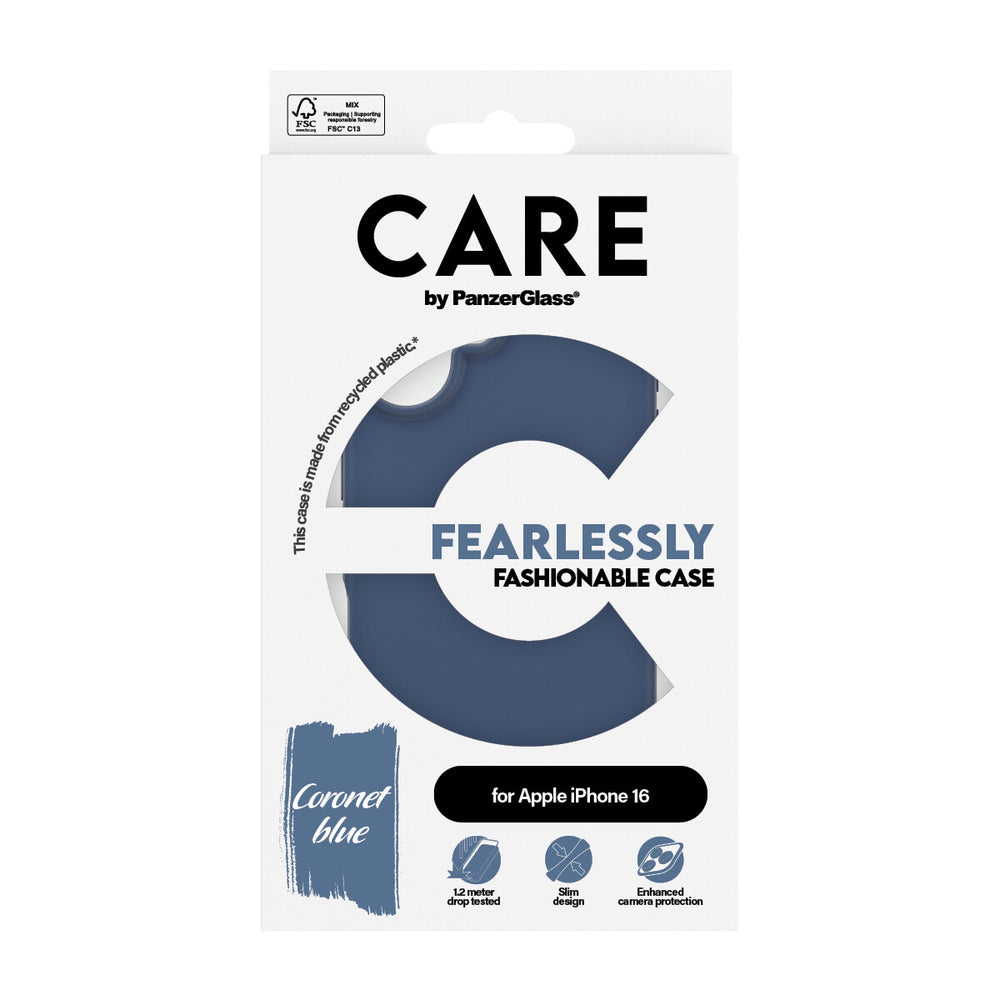 PanzerGlass CARE by PG Blue iPhone16 6.1 mobiltelefonfodral Omslag Transparent