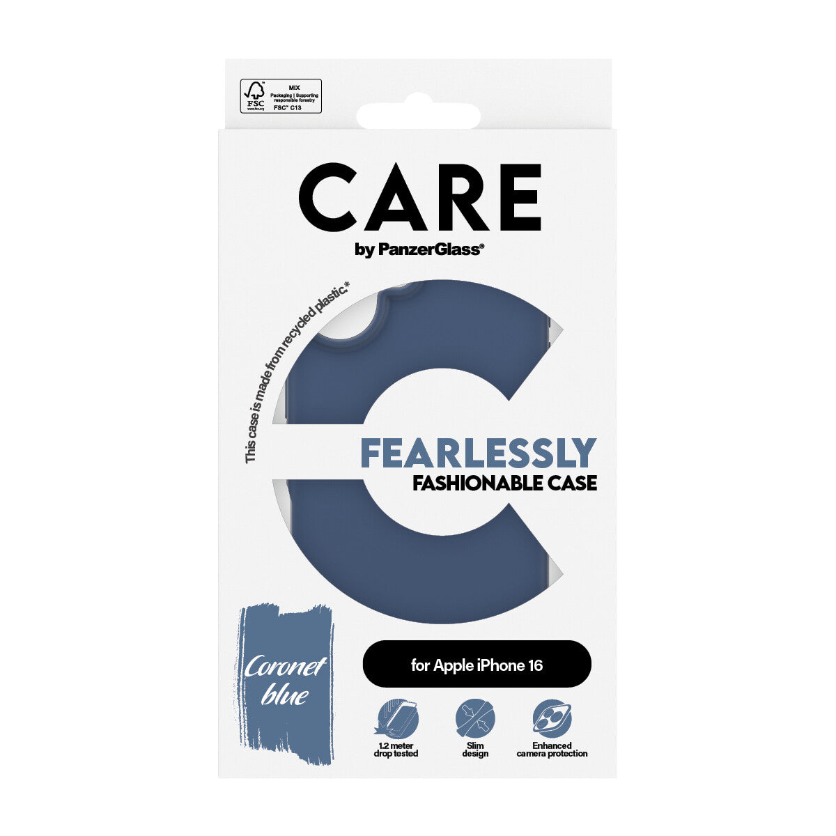 PanzerGlass CARE by PG Blue iPhone16 6.1 mobiltelefonfodral Omslag Transparent