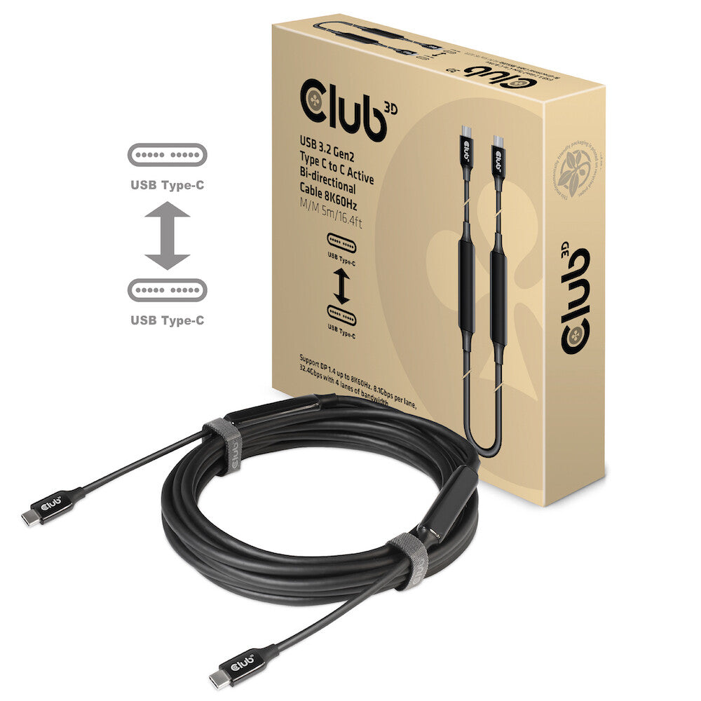 CLUB3D CAC-1535 USB-kablar USB 3.2 Gen 2 (3.1 Gen 2) 5 m USB C Svart