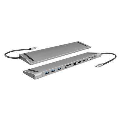 LogiLink UA0373 dockningsstationer för bärbara datorer Kabel USB 3.2 Gen 1 (3.1 Gen 1) Type-C Gjuten aluminium