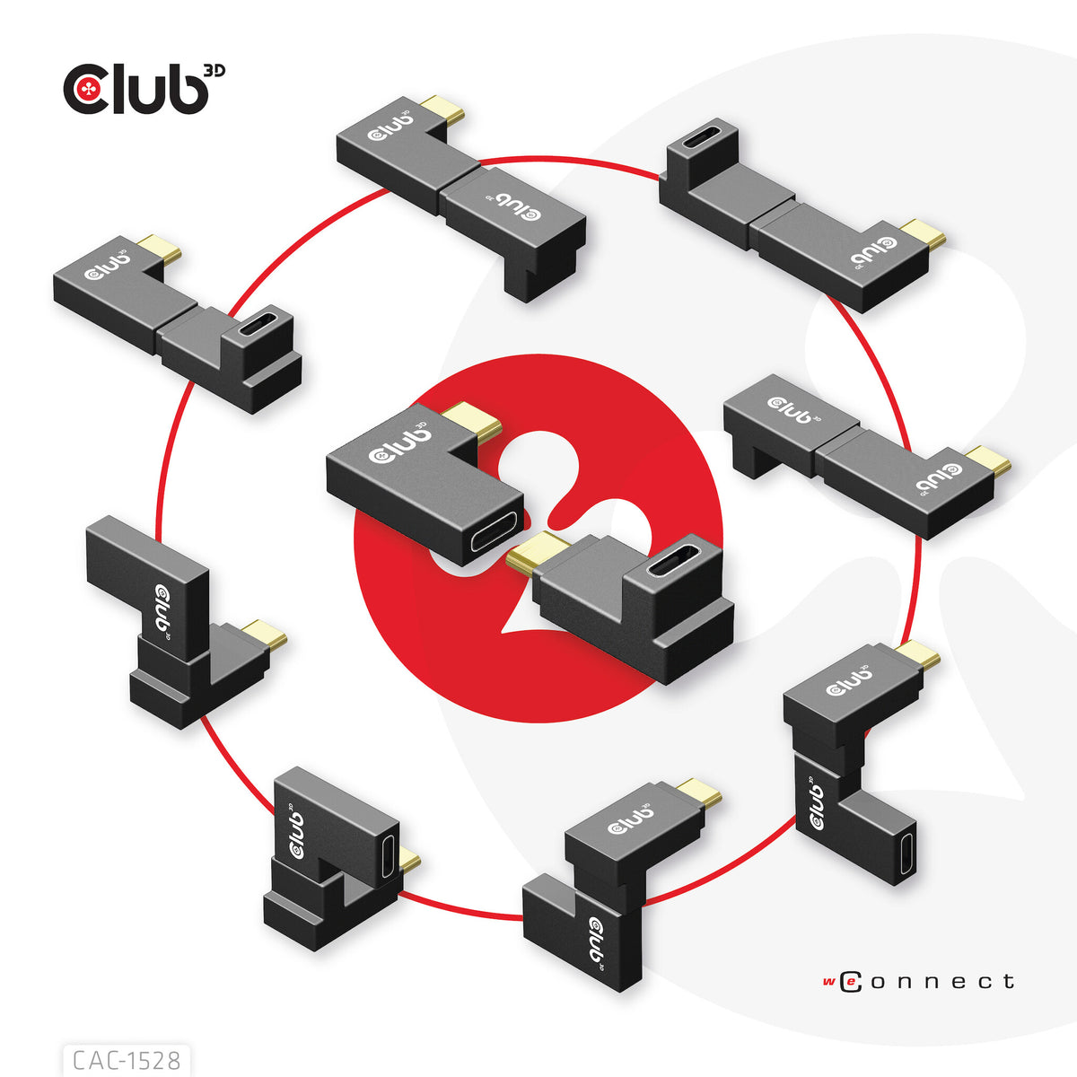 CLUB3D CAC-1528 kabelomvandlare (hane/hona) USB C