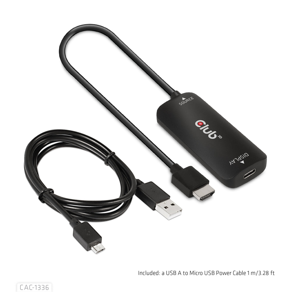 CLUB3D CAC-1336 videokabeladapter 1 m HDMI + USB USB Type-C Svart