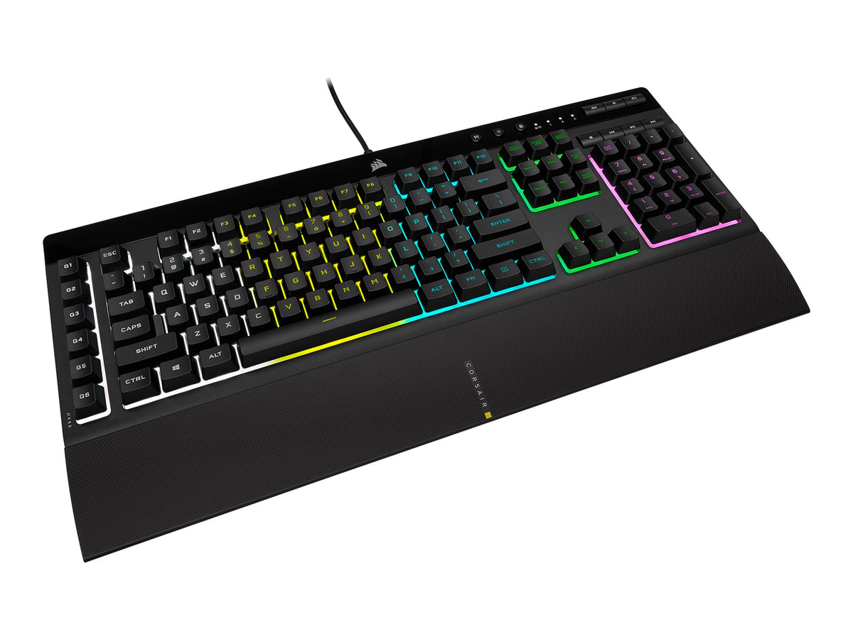 Corsair K55 RGB PRO Gamingtangentbord – Nordisk Layout, RGB (16,8M), Anti-Ghosting, USB, Handledsstöd (Svart)