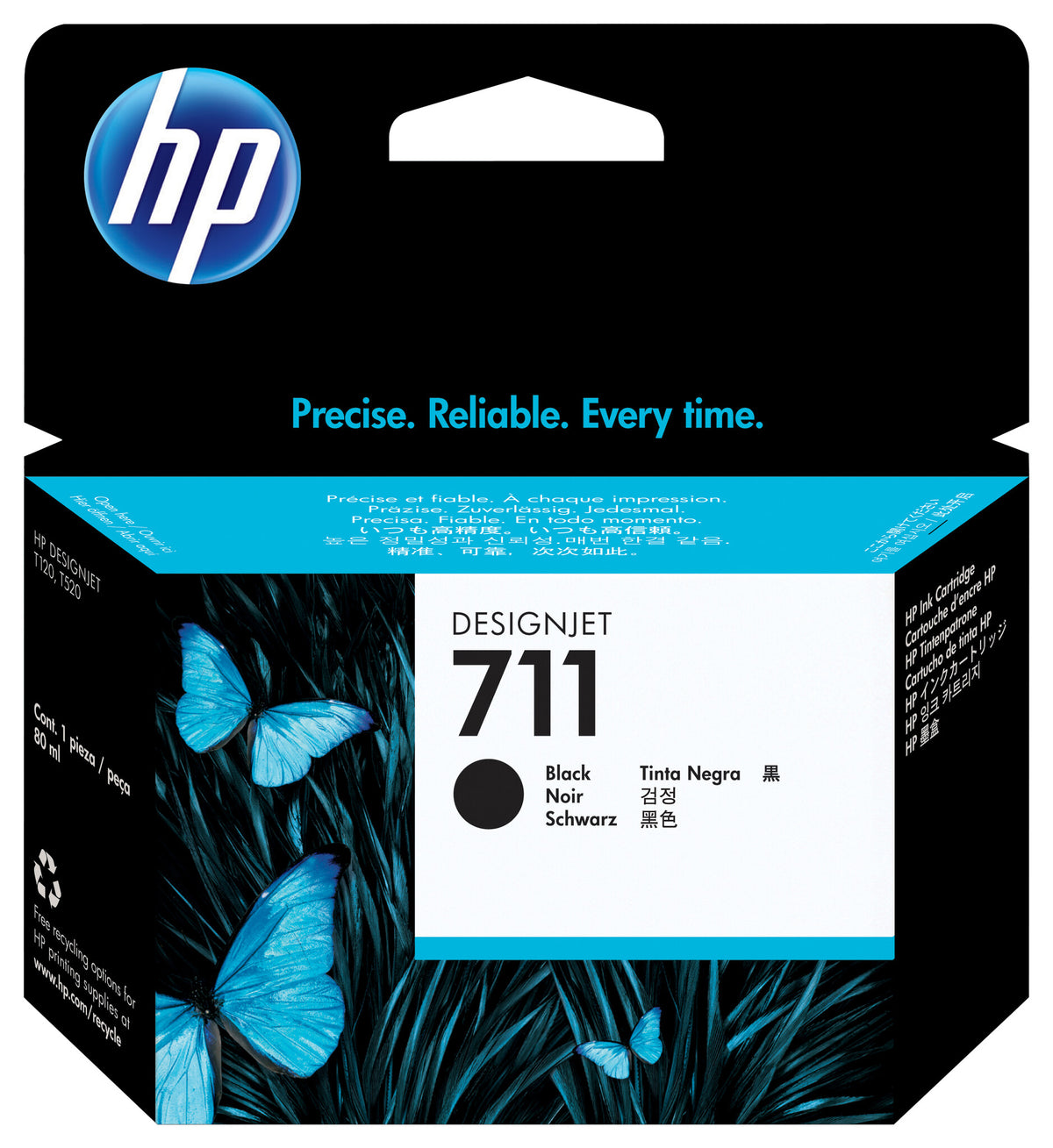 HP 711 80 ml DesignJet-bläckpatron, svart