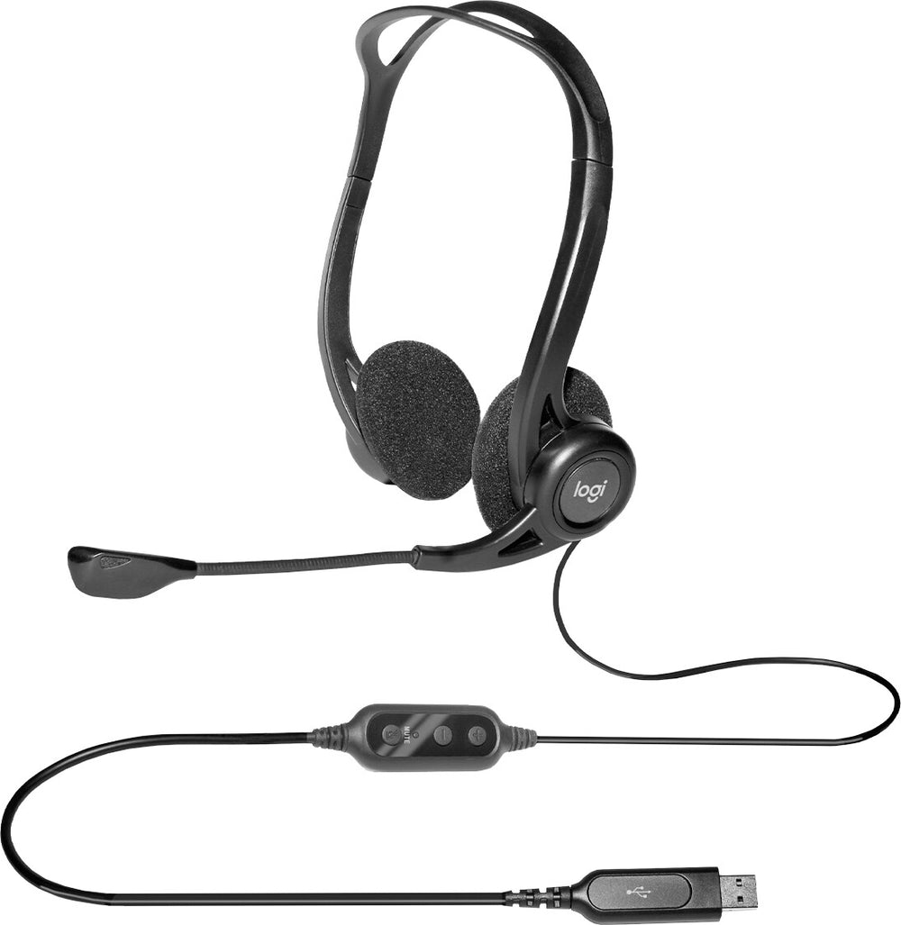 Logitech 981-000100 hörlur och headset Kabel Huvudband Samtal/musik USB Type-A Svart