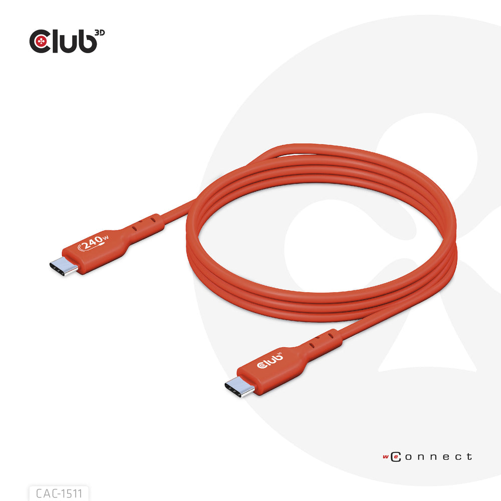 CLUB3D CAC-1515 USB-kablar 4 m USB 2.0 USB C Orange, Röd