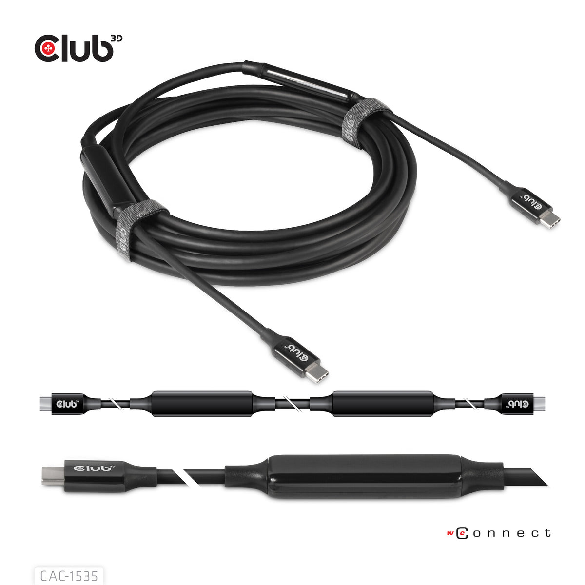 CLUB3D CAC-1535 USB-kablar USB 3.2 Gen 2 (3.1 Gen 2) 5 m USB C Svart