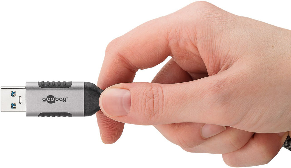 Goobay 74398 kabelomvandlare (hane/hona) USB 3.0 type A RJ45 Svart, Silver