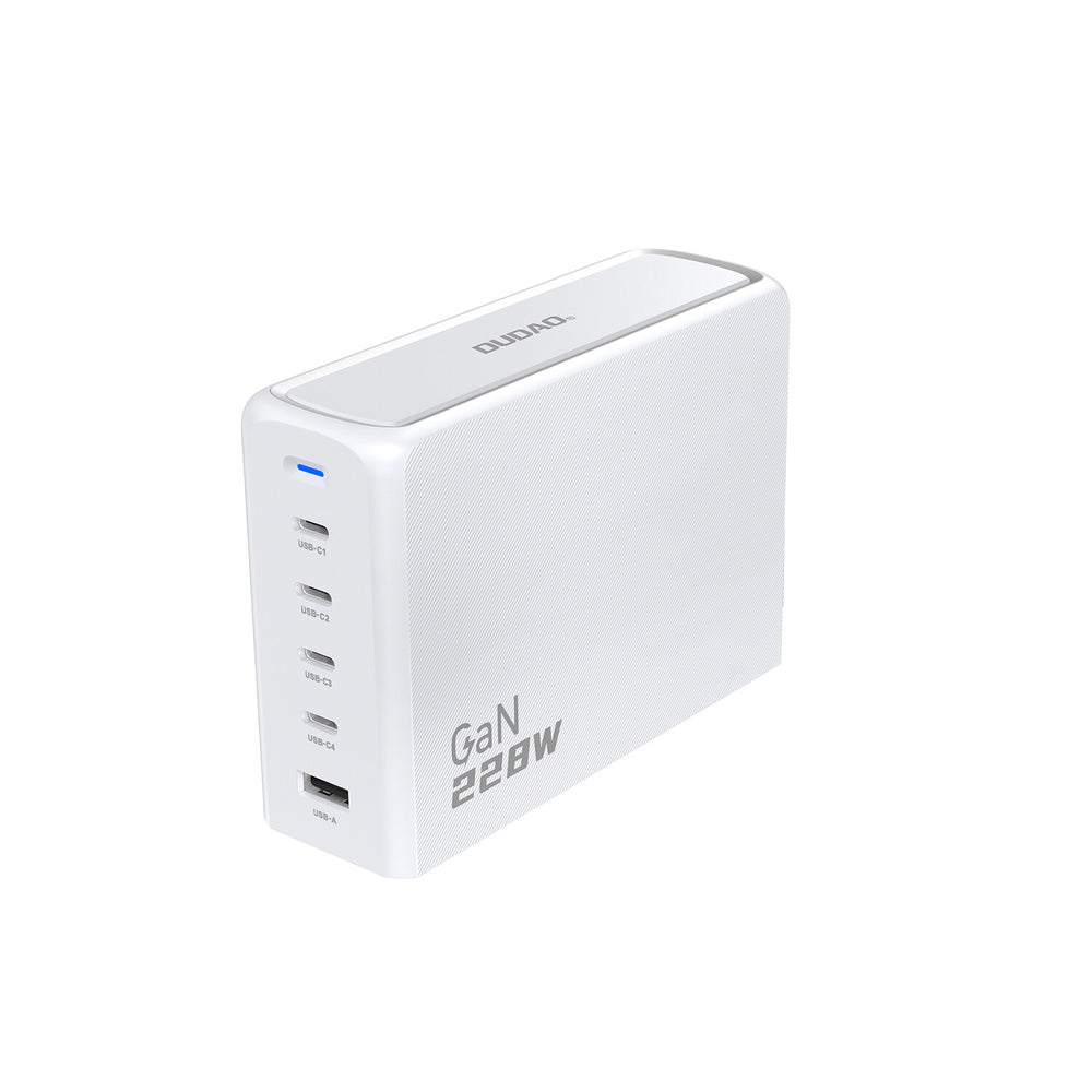DUDAO A228EU 228Watt GaN 4xUSB-C+ 1xUSB-A Universal Vit AC Snabb laddning inomhus