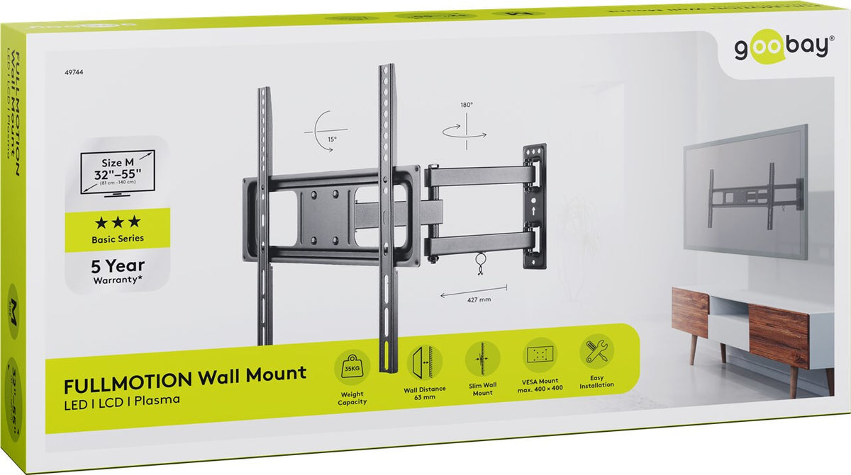 Goobay 49744 tv-fäste 139,7 cm (55") Svart