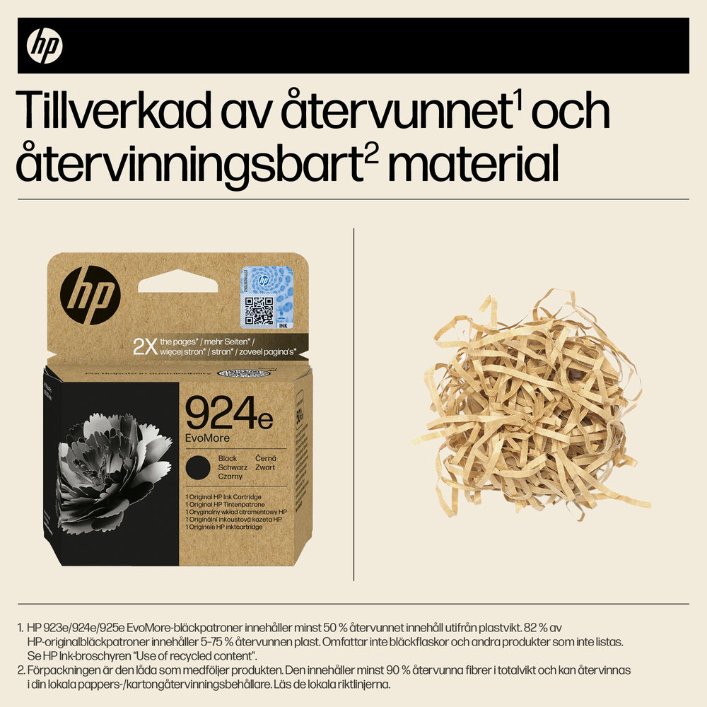 HP 924e EvoMore svart originalbläckpatron