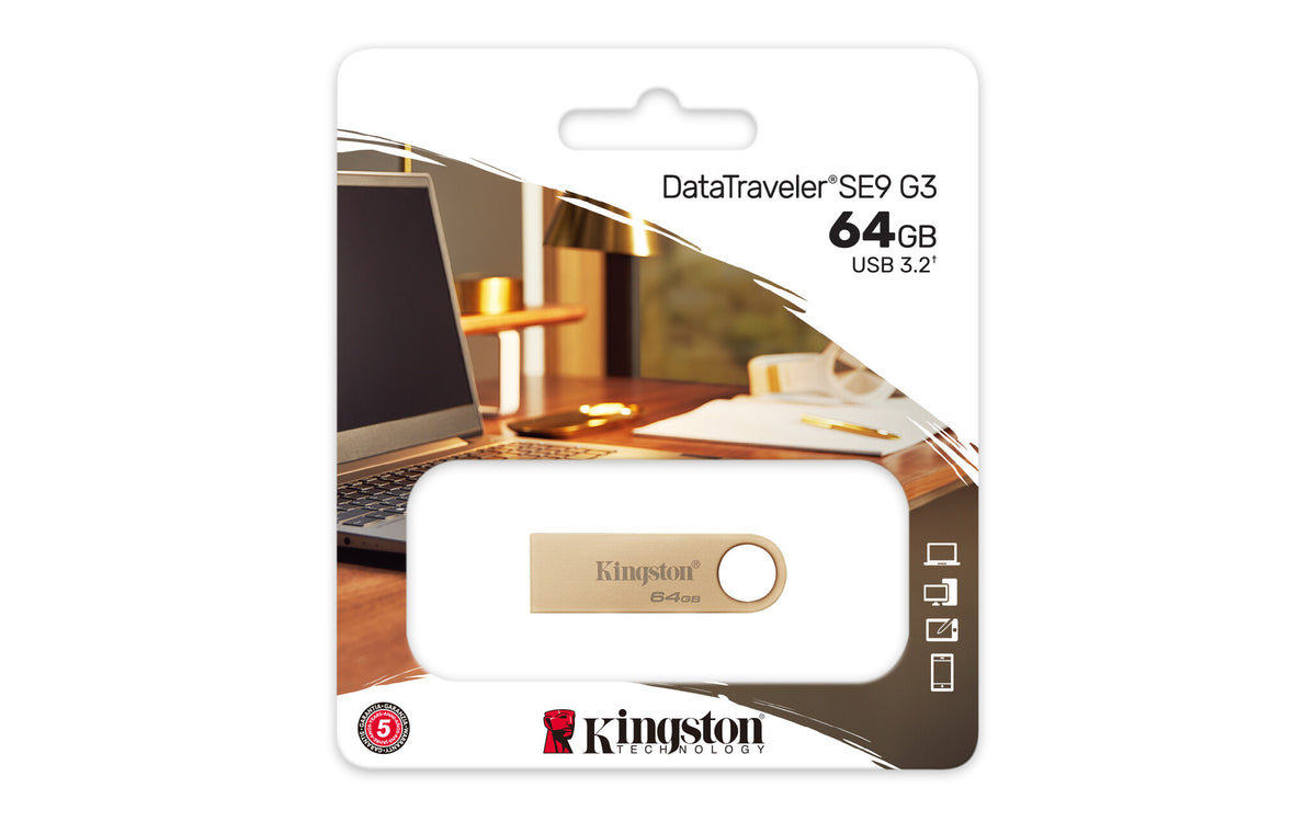 Kingston Technology DataTraveler SE9 G3 USB-sticka 64 GB USB Type-A 3.2 Gen 1 (3.1 Gen 1) Guld