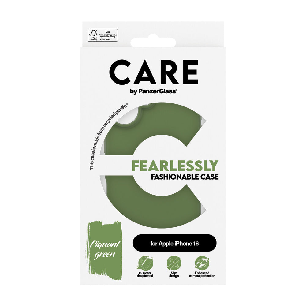 PanzerGlass CARE by PG Green iPhone16 6.1 mobiltelefonfodral Omslag Transparent