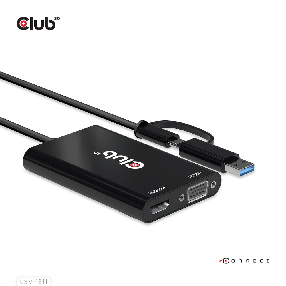 CLUB3D CSV-1611 USB-grafikadapter 3840 x 2160 pixlar Svart