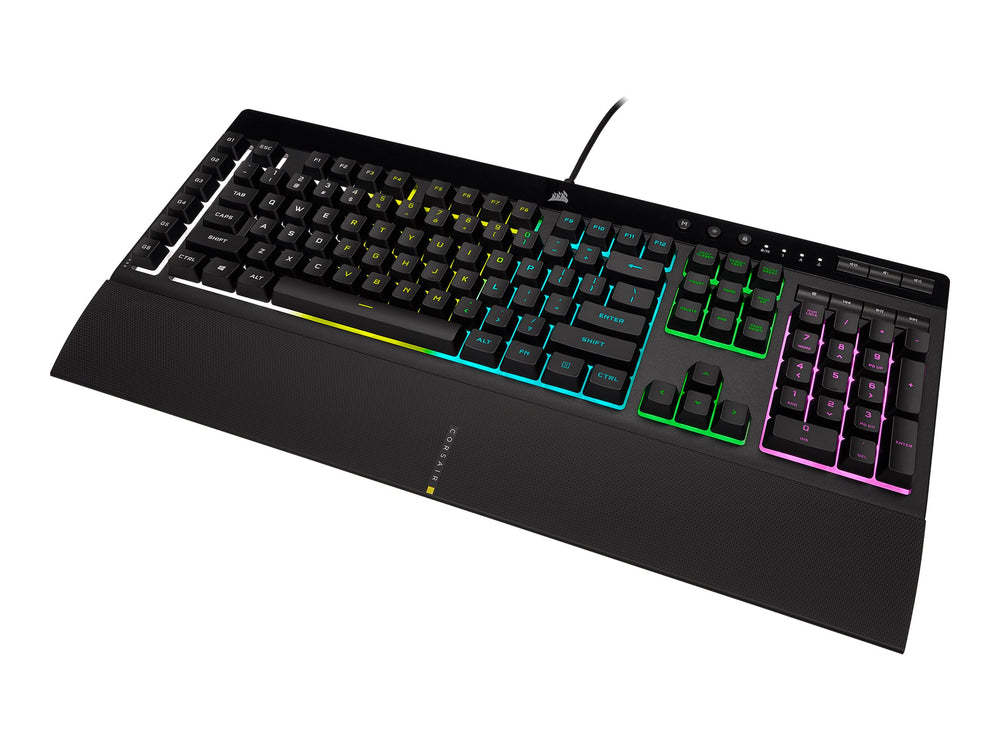 Corsair K55 RGB PRO Gamingtangentbord – Nordisk Layout, RGB (16,8M), Anti-Ghosting, USB, Handledsstöd (Svart)