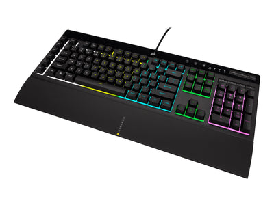 Corsair K55 RGB PRO Gamingtangentbord – Nordisk Layout, RGB (16,8M), Anti-Ghosting, USB, Handledsstöd (Svart)